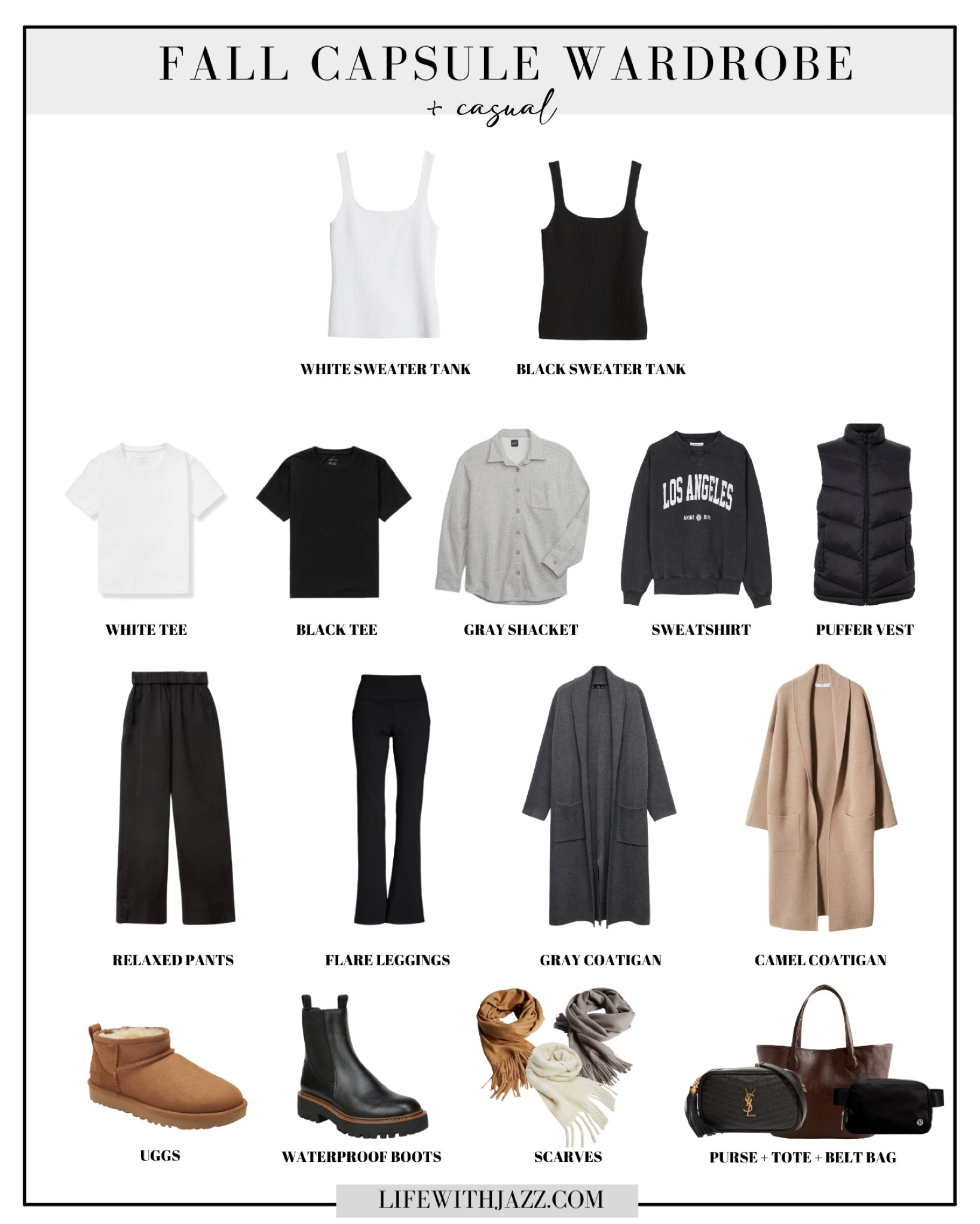 Fall capsule part 3: casual staples 

Sweater tank, tees, sweatshirt, shacket, coatigan, comfy pants, scarves

#LTKSeasonal #LTKstyletip