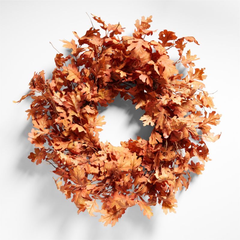 Faux Orange Oak Leaf Wreath | Crate & Barrel | Crate & Barrel