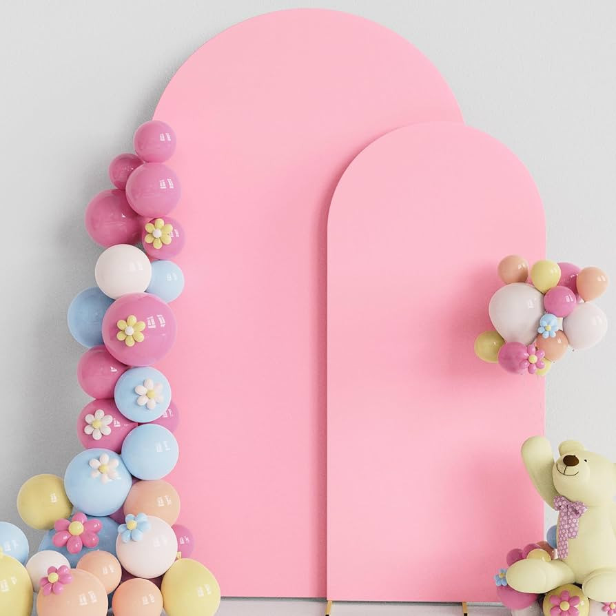 Wedding Arch Cover Set of 2 Pink Spandex Fitted Arch Cover for Round Top Chiara Backdrop Stand Co... | Amazon (US)