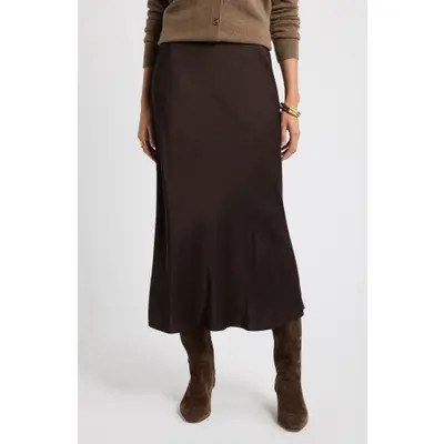 Nordstrom Bias Cut Satin Maxi Skirt in Burgundy Fig at Nordstrom, Size Large | Nordstrom