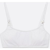 White Glitter Quilted Diamanté Ring Scoop Neck Crop Bikini Top New Look | New Look (UK)