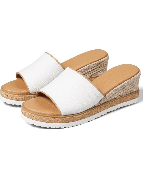 mikarka Slip On Wedge Sandals for Women, Open Toe Resort Platform Sandals Comfortable Beach Sanda... | Amazon (US)
