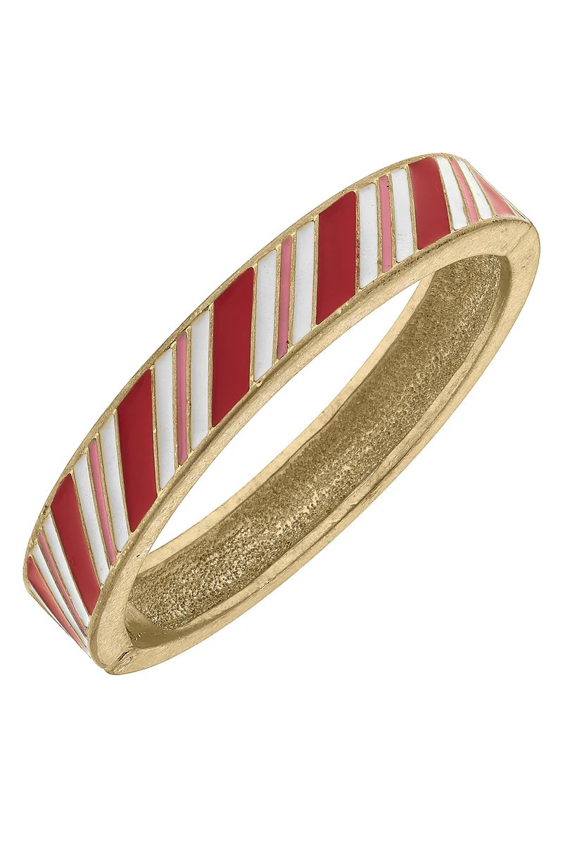 Candy Cane Lane Enamel Hinge Bangle | CANVAS
