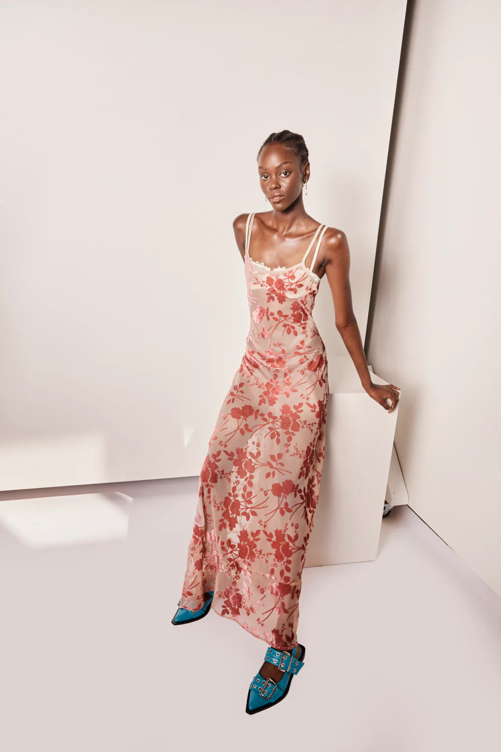 Iris Bias Cut Maxi Dress Rose | VRG Grl