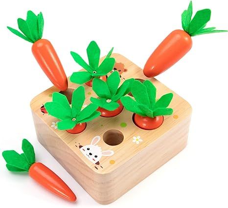 Montessori Toys Baby Easter Toys for Toddlers 1-3 Years Old, Educational Wooden Carrot Toys Shape... | Amazon (US)