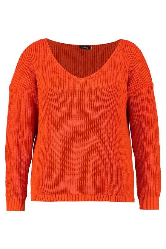 Plus Oversized V Neck Sweater | Boohoo.com (US & CA)