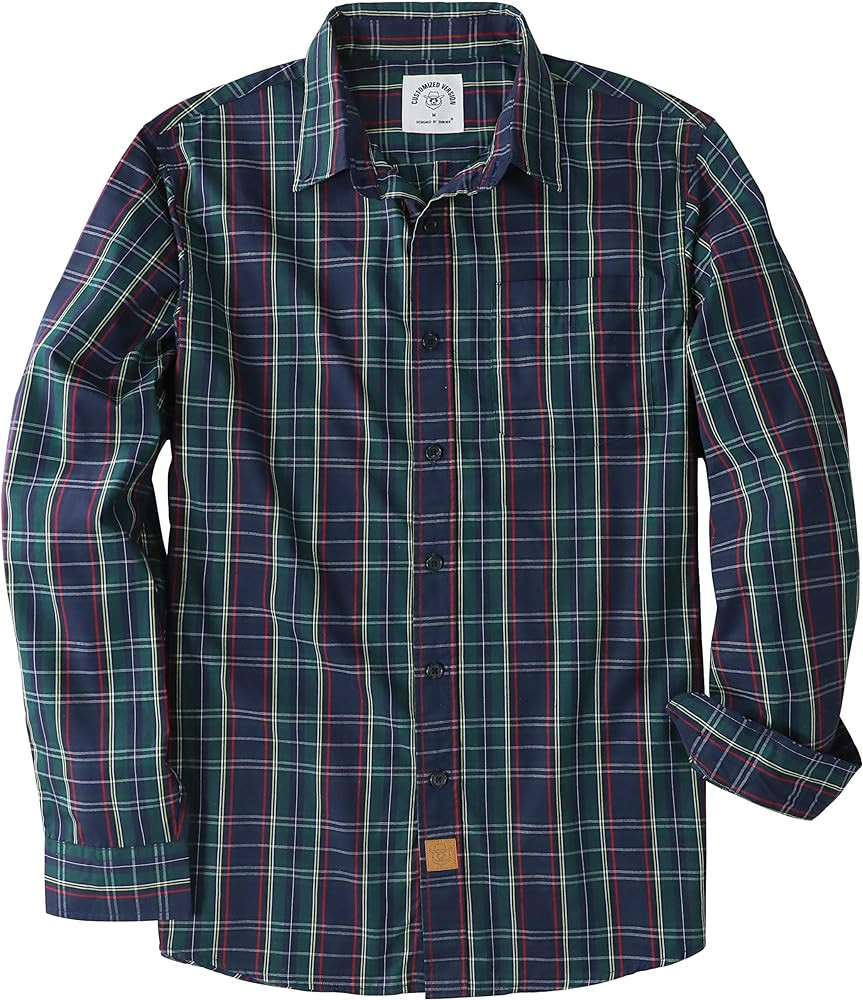 Dubinik® Mens Button Up Shirts Long Sleeve Casual Button Down Cotton Vintage Soft Plaid with Poc... | Amazon (US)