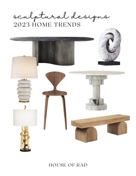 2023 home trends
Sculptural designs
Furniture
Decor
Table lamp
Bench
Dining table
Bar stools
Sculpture 
Marble decor 

#LTKhome