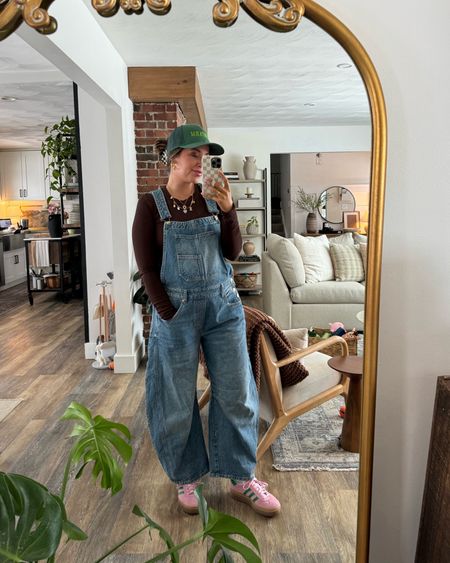 Today’s outfit… begging spring to come!!! Even though it was snowing, nothing was stopping me from wearing my gazelle’s 💘💘🤣 in my true size. Medium in the barrel overalls! My fave pair right now. Sooo comfy and cute!! Linked my ribbed tee too🤎🤎

Free people, adidas gazelle, Julie vos jewelry, trucker hat, adidas, Saturday look, ribbed tee, bump style 

#LTKshoecrush #LTKbump #LTKfindsunder100