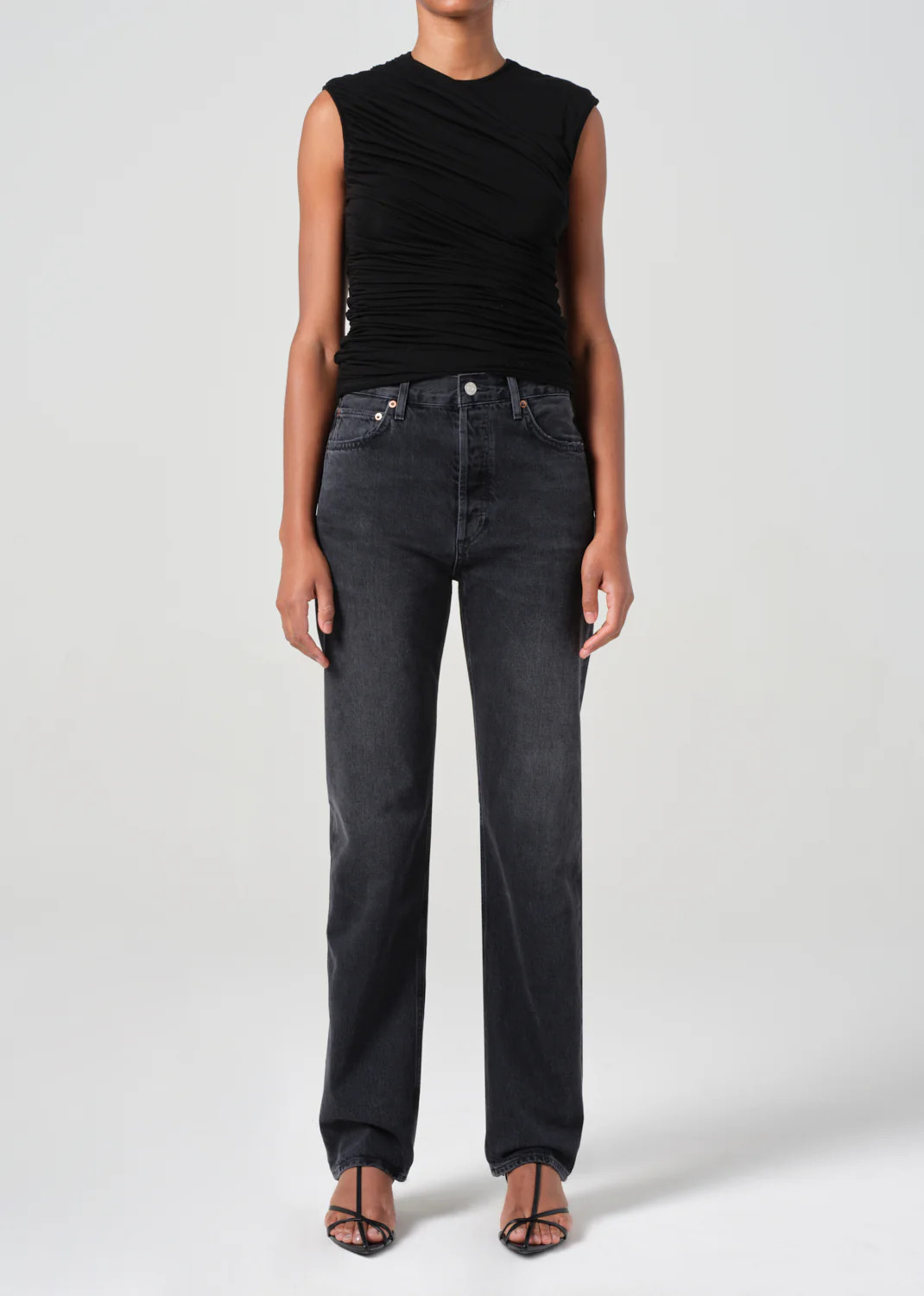 90's Pinch Waist High Rise Straight Long in Hitch | AGOLDE