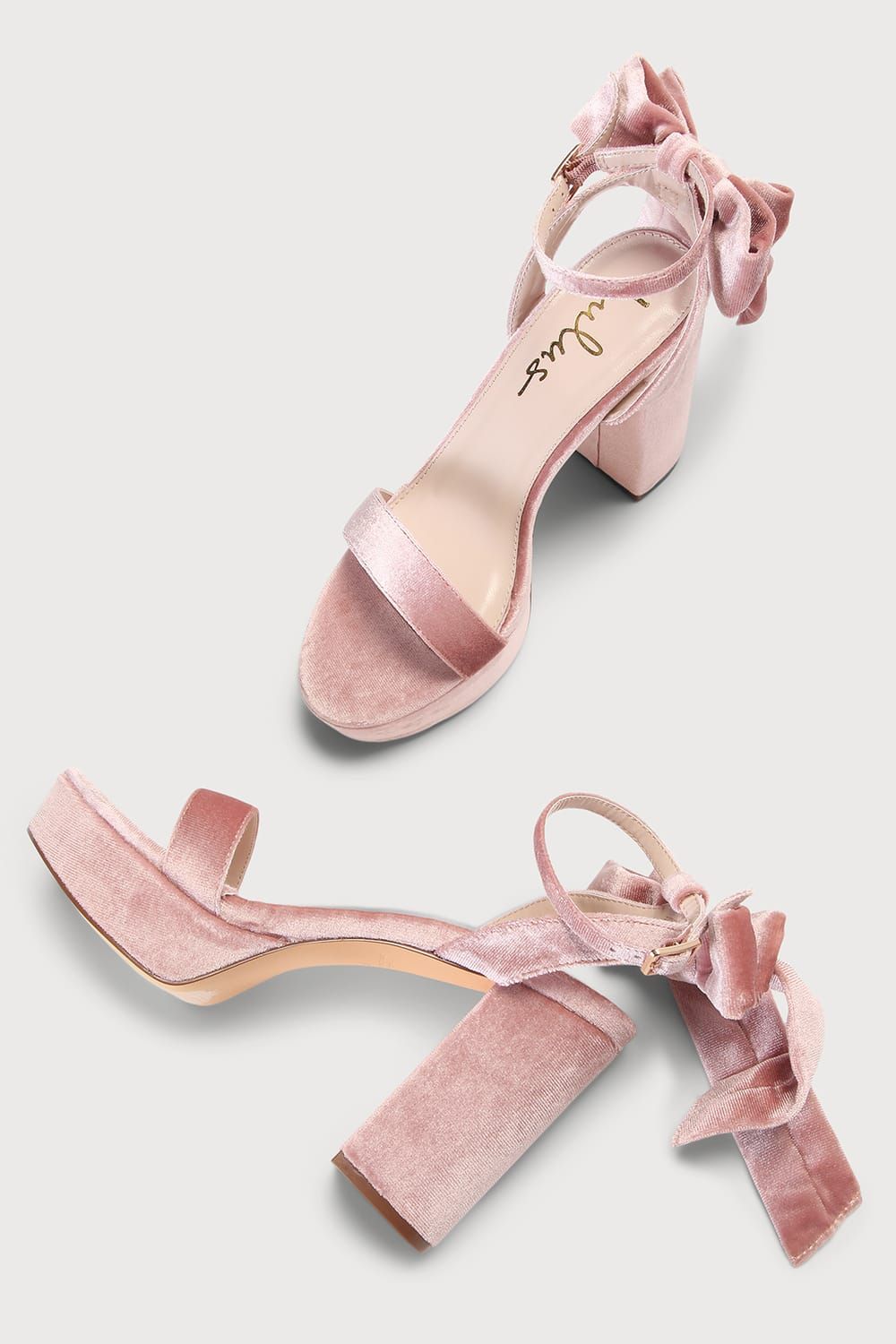 Sassyy Blush Velvet Bow Platform Ankle Strap Sandals | Lulus (US)