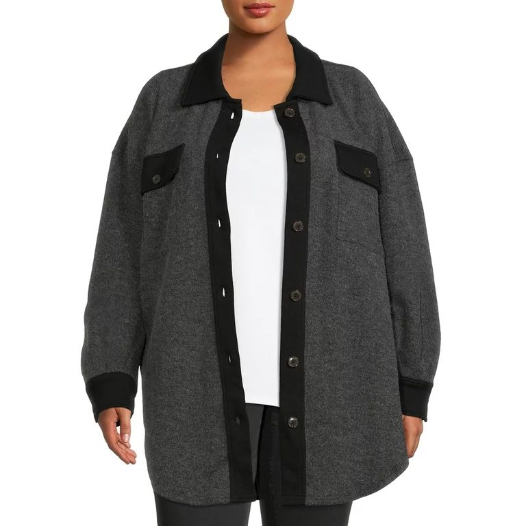 Terra & Sky Women's Plus Size Knit Shacket | Walmart (US)