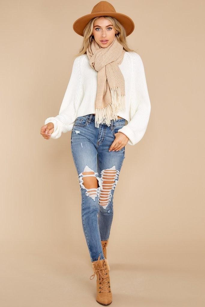 Beautiful Words White Sweater | Red Dress 