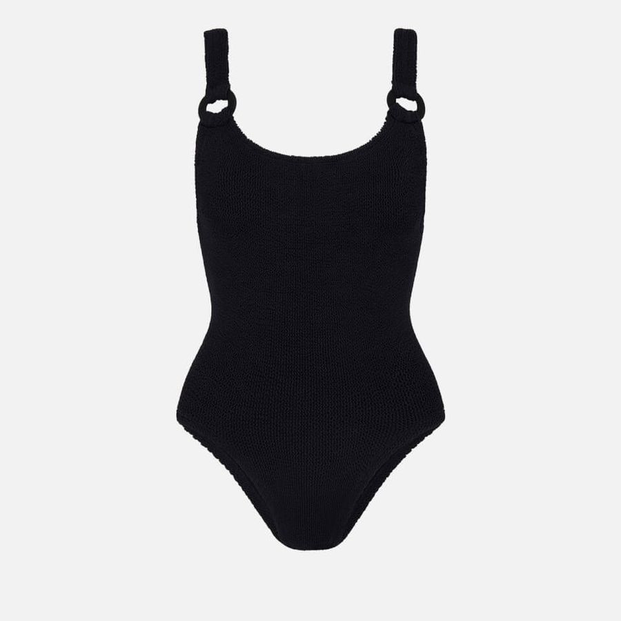 Hunza G Women's Domino Swim With Fabric Covered Hoops - Black | Coggles (Global)