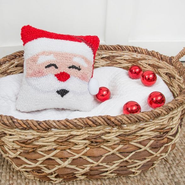 C&F Home 8" x 8" Happy Santa Hooked Petite Christmas Holiday Pillow | Target