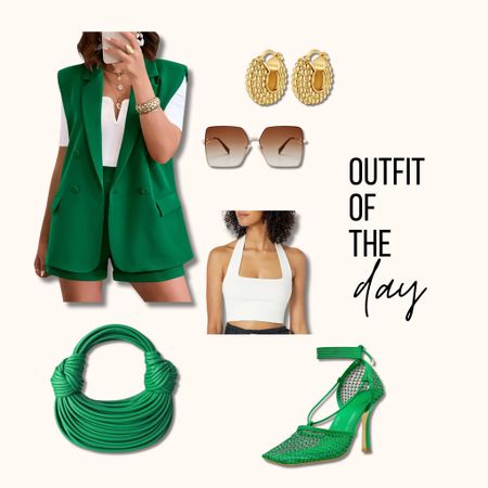 Green blazer set outfit of the day!

#LTKbeauty #LTKstyletip #LTKSeasonal