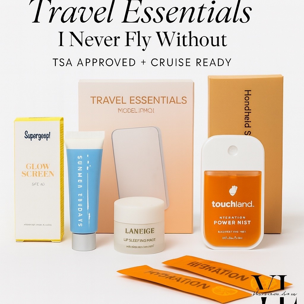 Travel Essentials I Never Fly Without — TSA Approved + Cruise Ready 🤎✨

Okay girlfriend… if you’ve ever stepped off a plane looking dry, puffy, or feeling like TSA took your soul (lol), this is the little travel kit that actually keeps me looking alive. 🥹✨

I’m telling you — these products WORK. I grabbed the minis that have the best reviews because I refuse to waste space in my carry-on:

✨ Supergoop Glowscreen SPF 40
Everyone says it gives “instant healthy glow” and honestly… they’re not lying. It’s like a built-in filter. Perfect for airport selfies.

✨ Summer Fridays Jet Lag Mask
Every single review talks about how it saves dry skin on planes — and it truly does. I put a thin layer at takeoff and my skin stays soft the entire flight.

✨ Laneige Lip Sleeping Mask (mini)
Girl. This is the only thing that keeps my lips from cracking in that airplane AC. Thousands of reviews… and all of them are right.

✨ Touchland Power Mist
You already know. Chic, clean, smells bougie — and it doesn’t dry out your hands.

✨ Sol de Janeiro Rio Radiance (mini)
Just trust me… you’ll feel like you’re already on the cruise.

I picked everything to be TSA-friendly because we don’t have time for airport chaos. All of these fit perfectly in your little clear travel bag.

#LTKGiftGuide #LTKCyberWeek #LTKTravel
