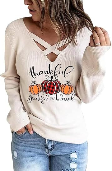 Pingyongchang Women Fall Thanksgiving Shirt Sweatshirt Hoodie Pumpkin Long Sleeve Top | Amazon (US)