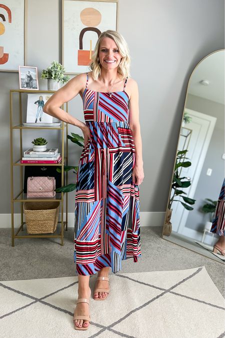 This red, white and blue dress would make the perfect Memorial Day outfit! I’m wearing an xs! 

#LTKfindsunder50 #LTKsalealert #LTKstyletip