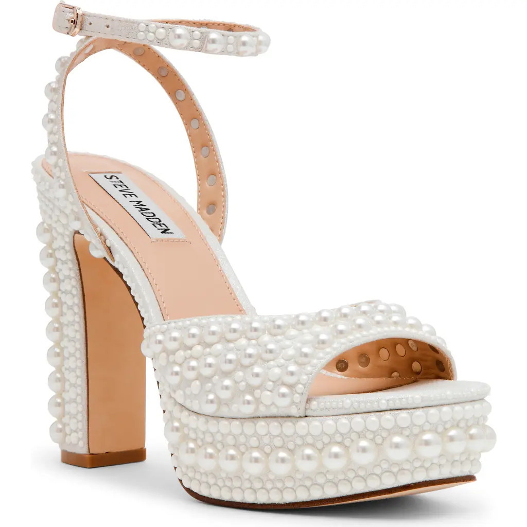 Steve Madden Assured Platform Ankle Strap Sandal in Pearl at Nordstrom Rack, Size 8.5 | Nordstrom Rack
