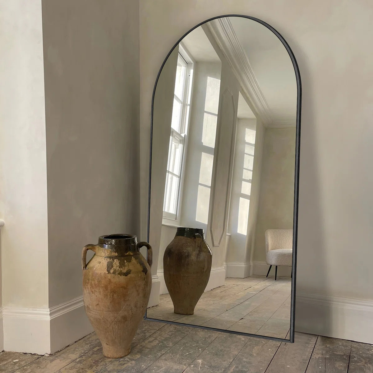 Malesha Large Modern Full Length Arched Aluminum Alloy Framed Floor Mirror | Wayfair North America