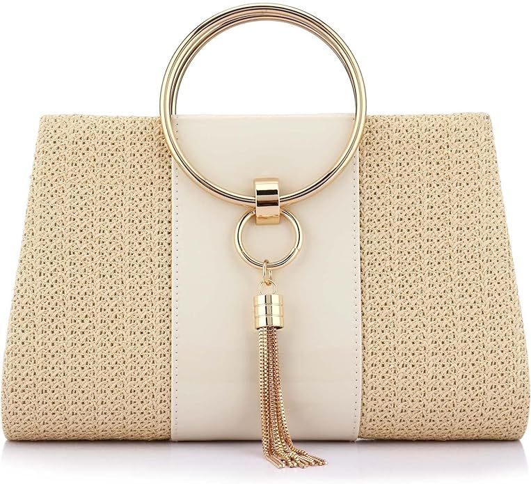 Women Straw Bag Crossbody Clutch Evening Clutch Purse Beach Shoulder Handbag | Amazon (US)