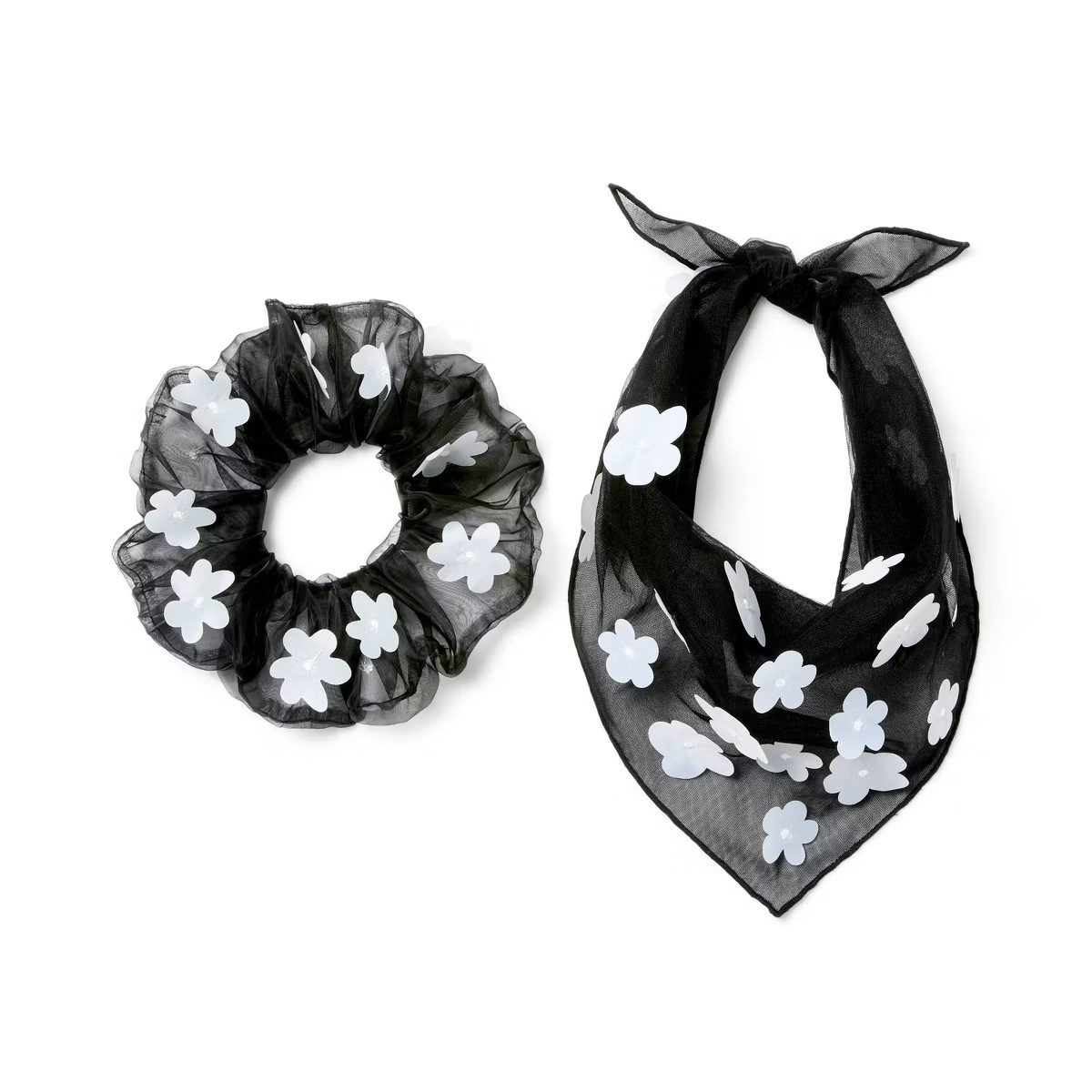 Organza Flower Scrunchie & Bandana Set - Black - The Cuddle Collab with Ghost & Wren | Target