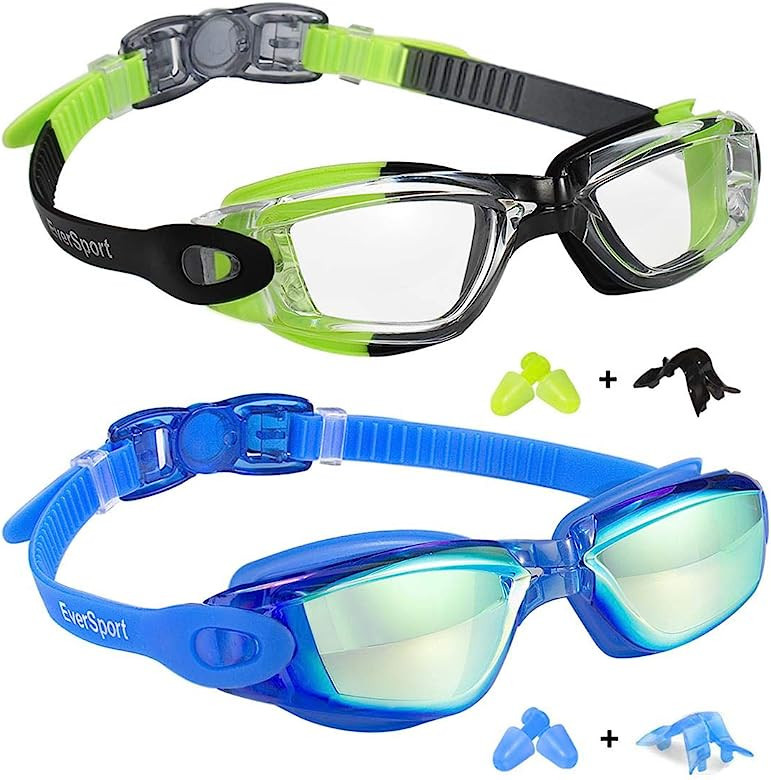 Kids Swim Goggles, Pack of 2 Swimming Goggles for Children Teens, Anti-Fog Anti-UV Youth Swim Gla... | Amazon (US)