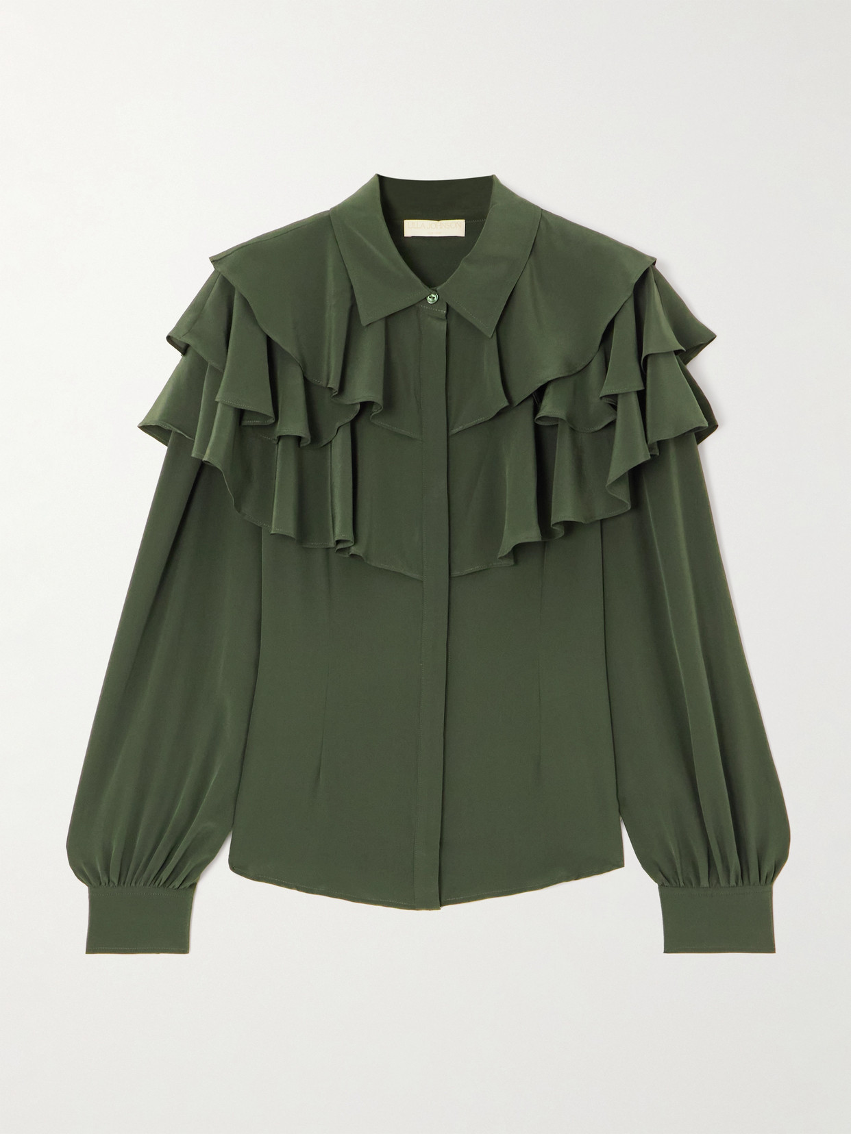 Ulla Johnson - Liliana Ruffled Silk Blouse - Green | NET-A-PORTER (US)