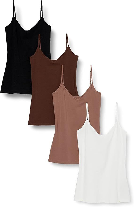 Amazon Essentials Women's Slim-Fit Knit V-Neck Layering Cami (Available in Plus Size), Pack of 4 | Amazon (US)