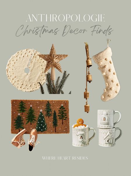 Anthropologie Christmas finds! 
Christmas mug, bell garland, tree topper, tree skirt, Christmas doormat. 

#LTKhome #LTKSeasonal #LTKHoliday