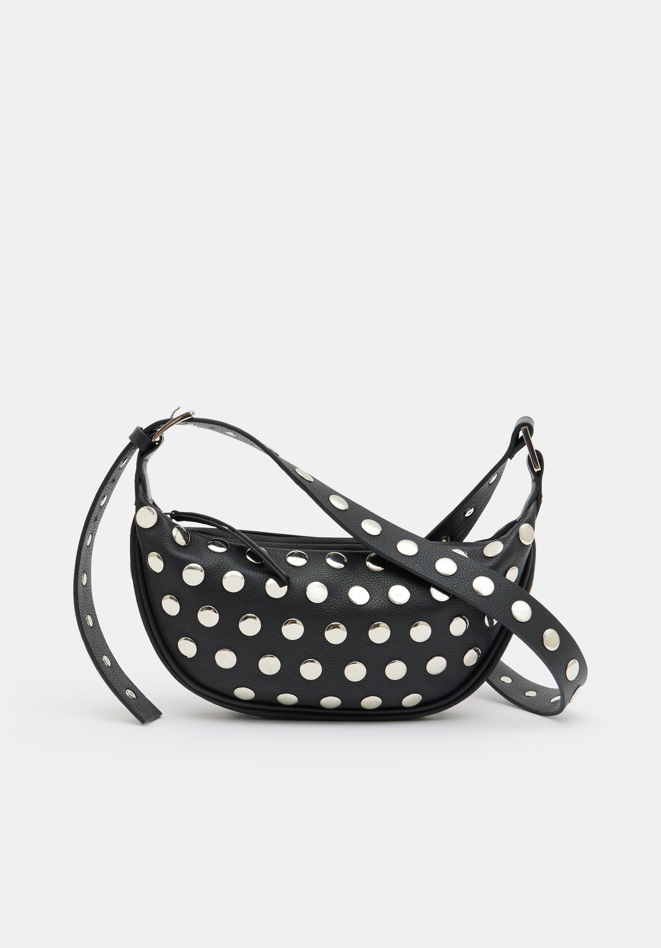 Studded Rory Crescent Leather Crossbody Bag | Hush UK