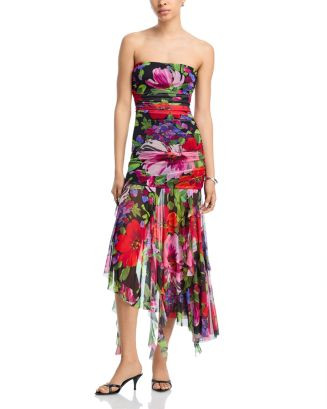 AQUA Floral Mesh Midi Dress - Exclusive  | Bloomingdale's Women | Bloomingdale's (US)