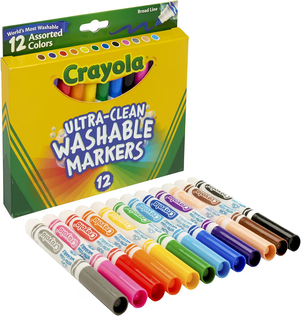 Crayola Broad Line Markers (12 Count), Washable Markers for Kids, Assorted Colors, Arts & Crafts ... | Amazon (US)