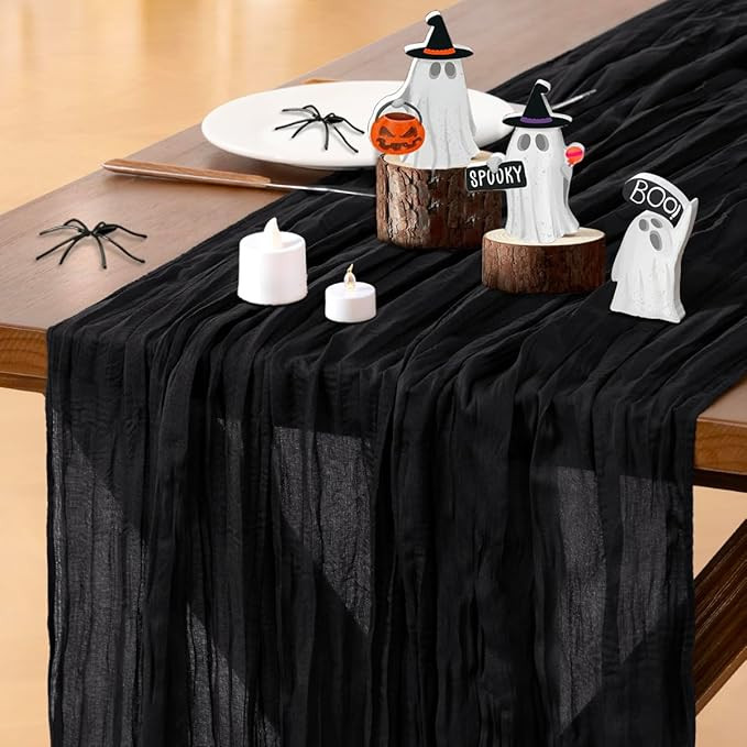 Socomi Black Halloween Table Runner Boho Rustic Gauze Fall Thanksgiving 120 inch 10FT Cheese Clot... | Amazon (US)