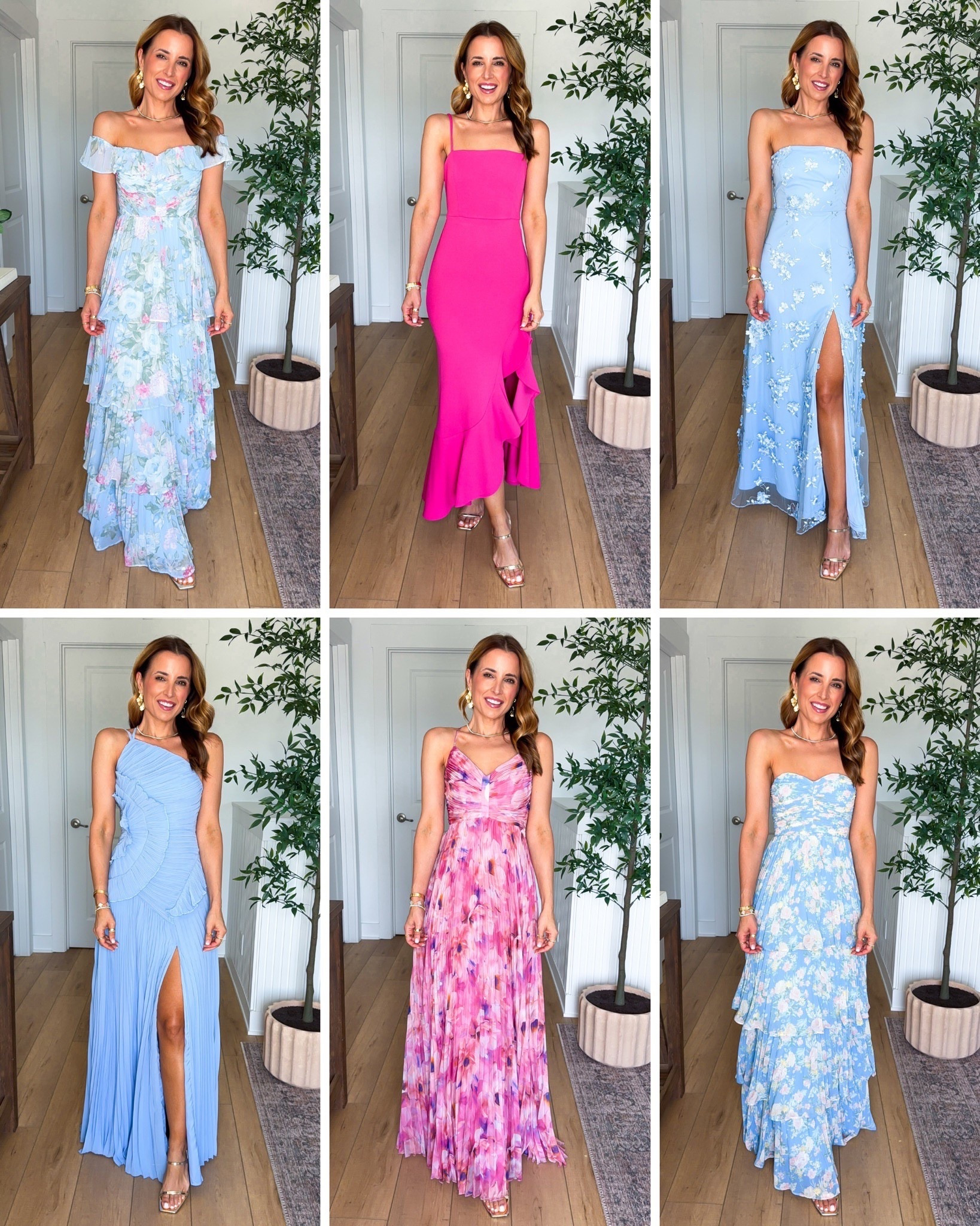 Spring wedding guest. Summer wedding guest. Garden wedding. Beach wedding. Destination wedding. Semi formal dress. Cocktail dresses. Party dresses. Gold heels are TTS.

*I am 5’3, 110, 32b
#1: XS and adjustable straps + TTS
#2: XXS and TTS 
#3: XS and adjustable straps (I sized up because of the bodycon style and like the way the XS fits on me)
#4: XS and TTS
#5: XXS but needed XS (the bust/band runs very snug)
#6: XXS and TTS


#LTKootd #LTKTravel #LTKWedding