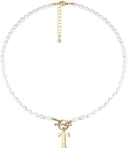 IEFWELL Pearl Necklaces for Women,Unique Pearl Chain Necklace Dainty Cute Alphabet Pendant Neckla... | Amazon (US)