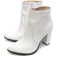 Lea - Ankle White Boots Women Shoes Zippered White Heel High Booties | Etsy (US)