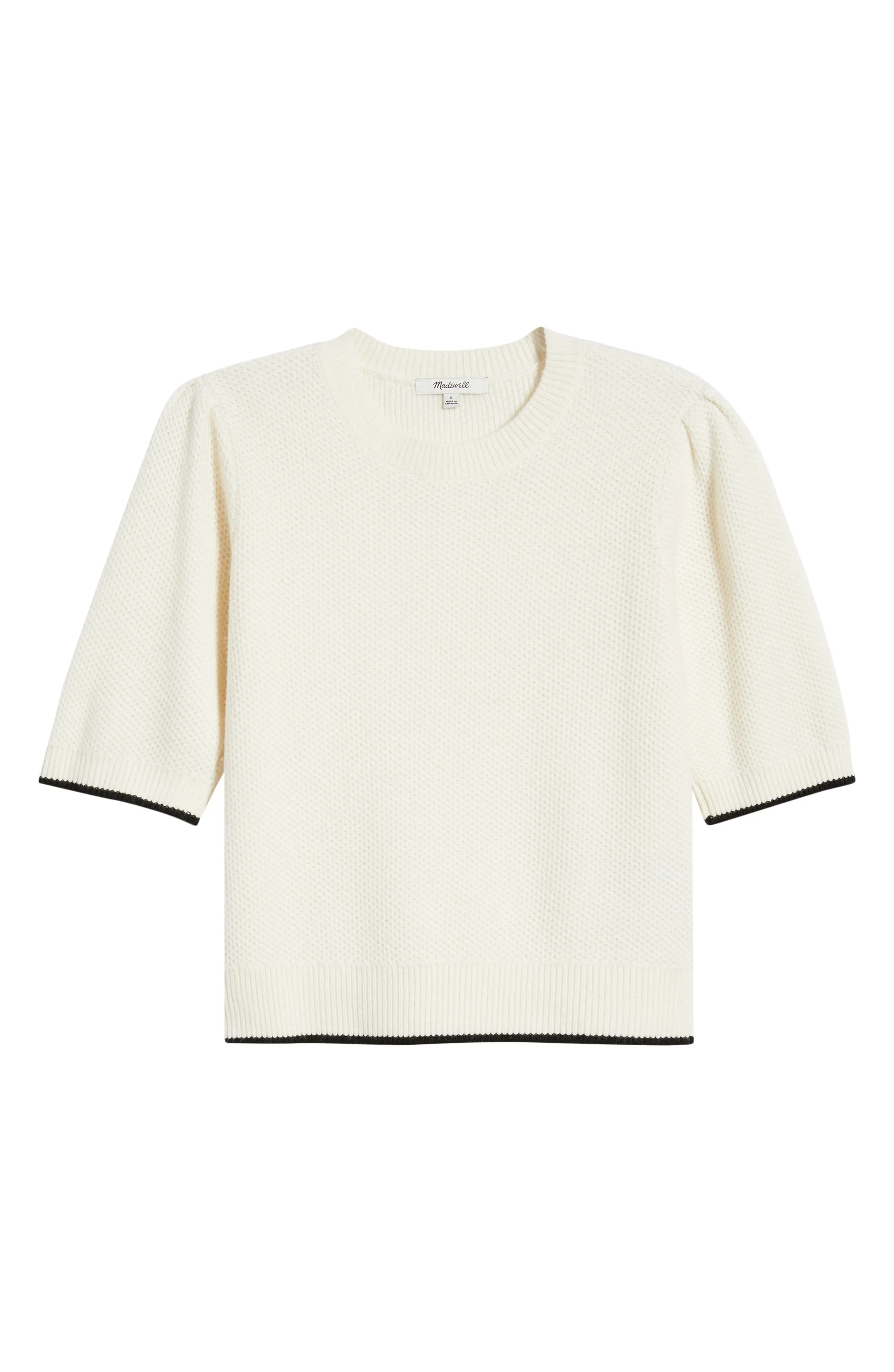 Puff Sleeve Textured Merino Wool Blend Sweater | Nordstrom