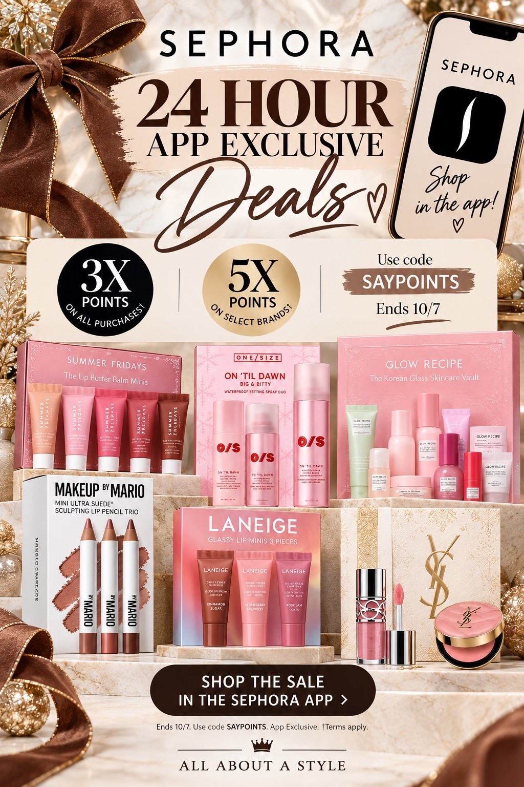 SEPHORA BEAUTY LOVERS—THIS ONE’S FOR YOU 💄✨

Okayyy Sephora… you have my attention. 🤎
For 24 hours only, earn 3X points on ALL purchases + 5X points on select brands in the Sephora app.

And with holiday gifting officially on my radar, this is the kind of beauty event I’m paying attention to. 🎁

Use code SAYPOINTS • Ends 10/7
Shop through the Sephora app—and save this post so you don’t miss it!

#Sephora #SephoraSale #SephoraFinds #BeautyFinds #BeautyLovers #HolidayBeauty #HolidayGiftIdeas #GiftIdeasForHer #BeautyMustHaves #AllAboutAStyle