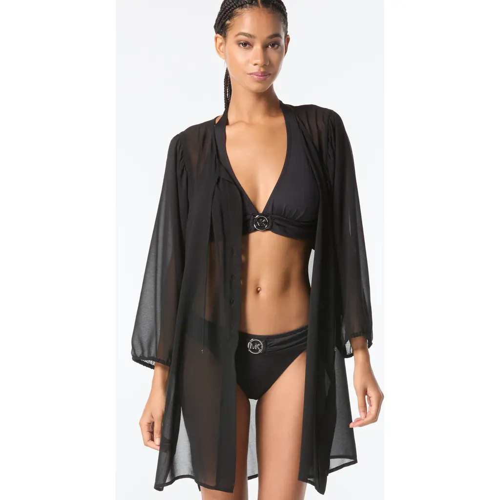 MICHAEL Michael Kors Cover Up Shirt in Black at Nordstrom, Size Large | Nordstrom