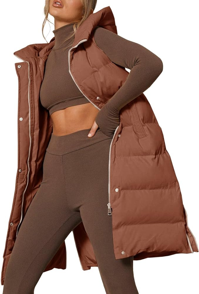 Inorin Womens Down Vest with Stand Collar Thick Hooded Sleeveless Long Coats Jacket | Amazon (US)