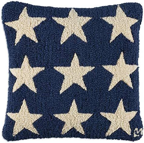 Chandler 4 Corners Artist-Designed White Stars on Blue Hand-Hooked Wool Decorative Throw Pillow (... | Amazon (US)