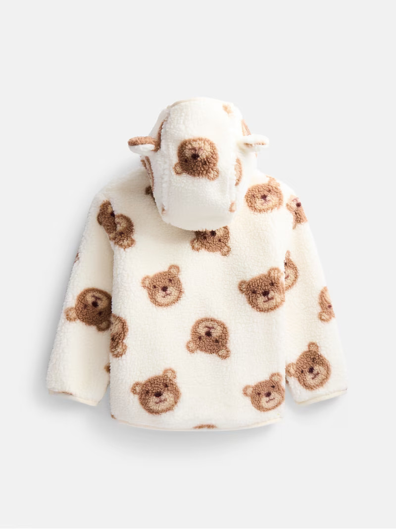 Wonder Nation Baby and Toddler Teddy Fleece Jacket with Hood, Sizes 12M-5T | Walmart (US)