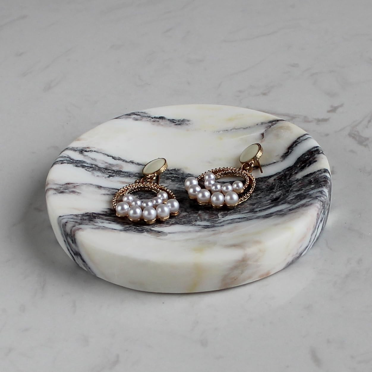 Genuine Italian Calacatta Viola Marble Soap Dish, Round Small Jewelry Dish, Sponge Holder for Bat... | Amazon (US)