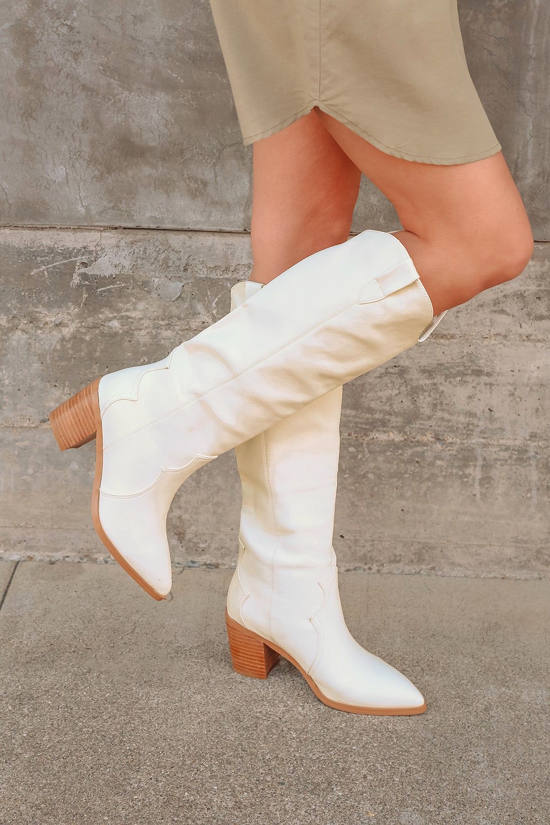 Novena Off White Knee High Boots | Lulus (US)