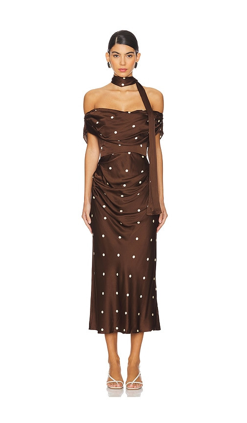 LPA Luisa Midi Dress in Brown. - size S | Revolve Clothing (Global)