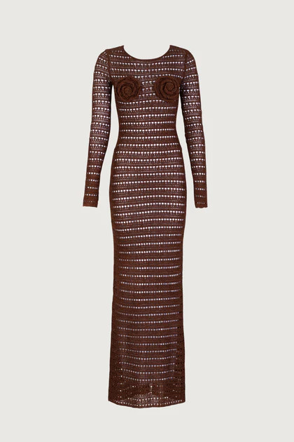 Rosette Crochet Dress (Chocolate Brown) | SAME