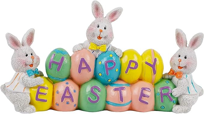 DR.DUDU Easter Decorations Eggs Bunny, Hand-Painted Resin Tabletop Centerpiece, Decor Bunny Figur... | Amazon (US)