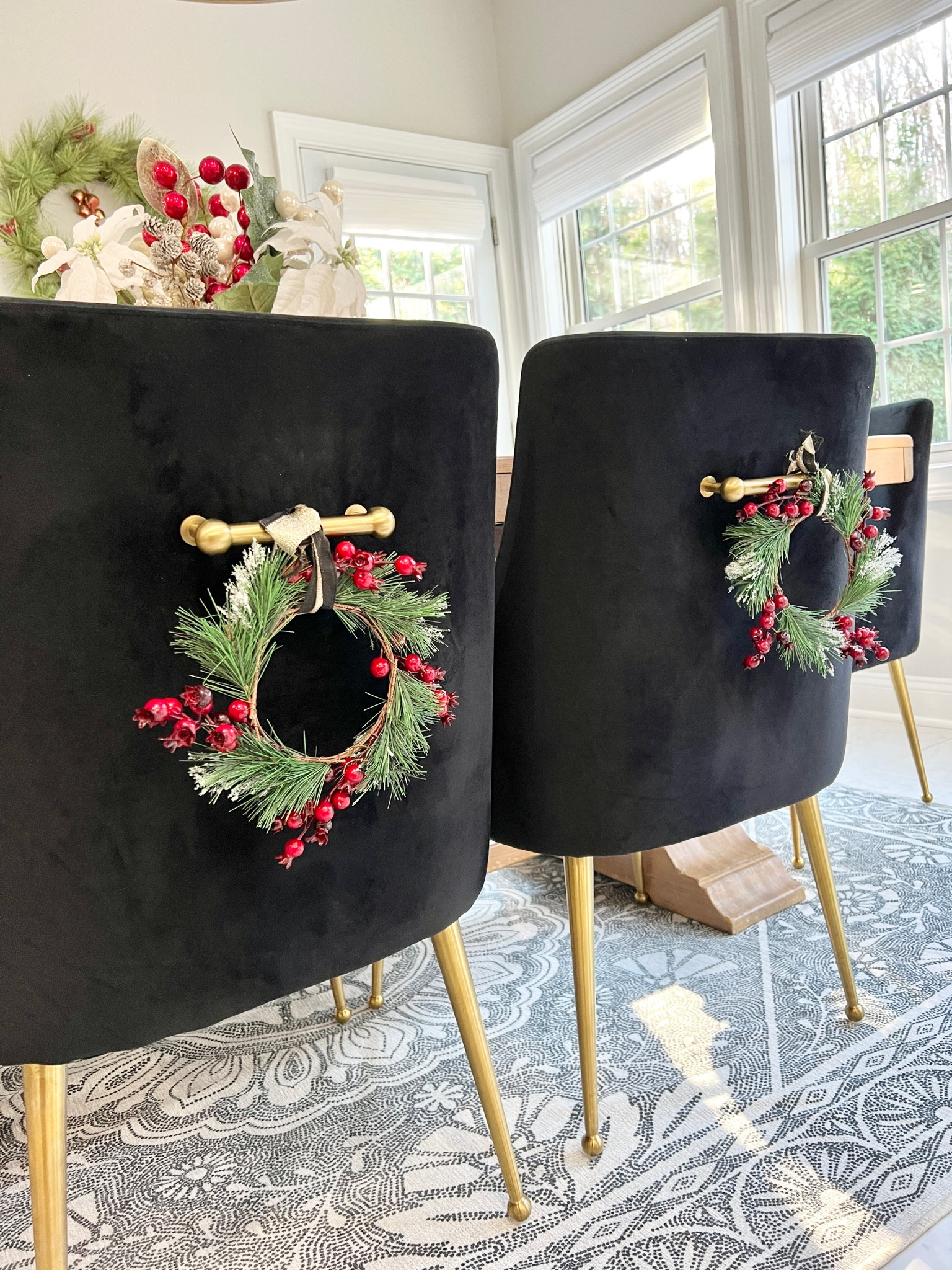 Dining chair wreaths  from amazon, holiday decor, Christmas decor 

#LTKHoliday #LTKhome #LTKSeasonal